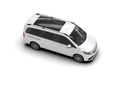 Modern beyaz minibüs beyaz arka planda izole edilmiş. 3d resimleme