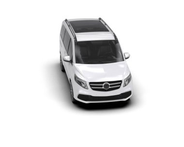 Modern beyaz minibüs beyaz arka planda izole edilmiş. 3d resimleme