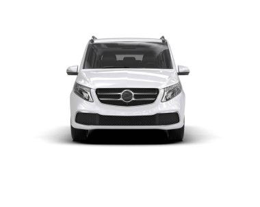 Modern beyaz minibüs beyaz arka planda izole edilmiş. 3d resimleme