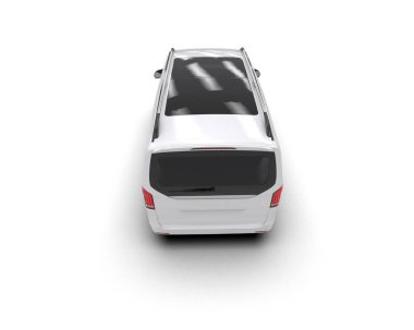 Modern beyaz minibüs beyaz arka planda izole edilmiş. 3d resimleme