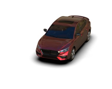 Modern araba beyaz arka planda izole edilmiş. 3d resimleme