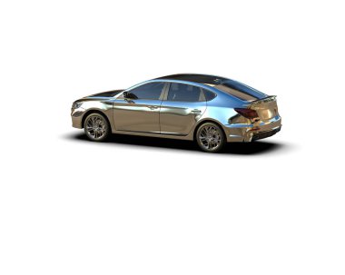 Modern araba beyaz arka planda izole edilmiş. 3d resimleme