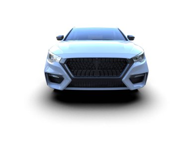 Modern araba beyaz arka planda izole edilmiş. 3d resimleme