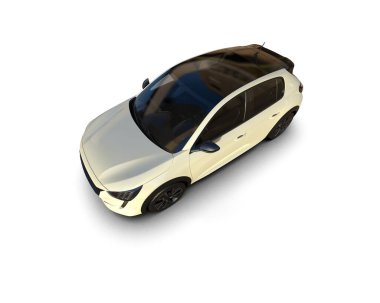  Üç boyutlu illüstrasyon. Modern araba beyaz arkaplanda izole edildi. 