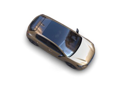 Modern araba beyaz arka planda izole edilmiş. 3d resimleme