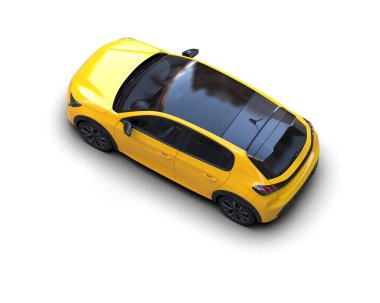 Modern araba beyaz arka planda izole edilmiş. 3d resimleme