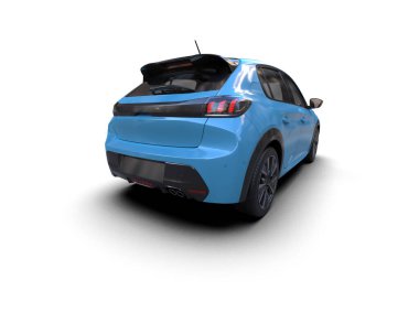 Modern araba beyaz arka planda izole edilmiş. 3d resimleme