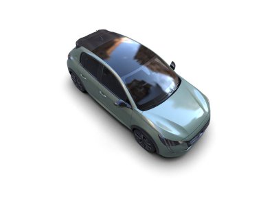 Modern araba beyaz arka planda izole edilmiş. 3d resimleme