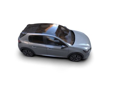 Modern araba beyaz arka planda izole edilmiş. 3d resimleme