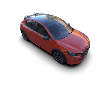 Modern araba beyaz arka planda izole edilmiş. 3d resimleme