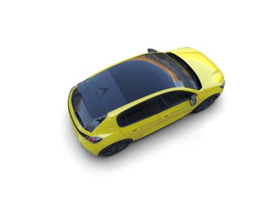 Modern araba beyaz arka planda izole edilmiş. 3d resimleme