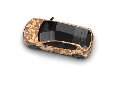 Modern araba beyaz arka planda izole edilmiş. 3d resimleme