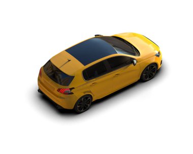 Modern araba beyaz arka planda izole edilmiş. 3d illüstrasyon
