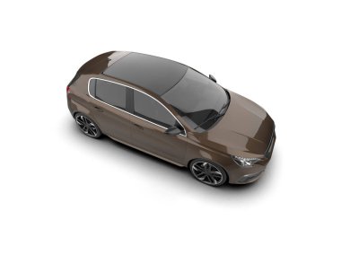 Modern araba beyaz arka planda izole edilmiş. 3d resimleme