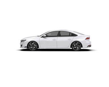 Modern araba beyaz arka planda izole edilmiş. 3d resimleme