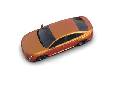 Modern araba beyaz arka planda izole edilmiş. 3d resimleme