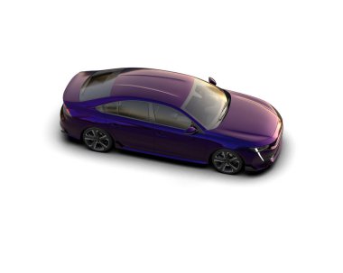 Modern araba beyaz arka planda izole edilmiş. 3d resimleme