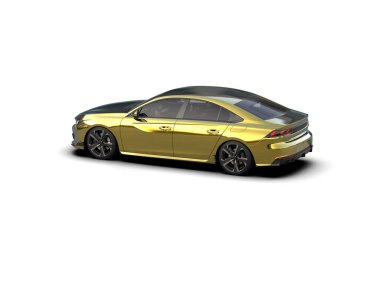 Modern araba beyaz arka planda izole edilmiş. 3d resimleme