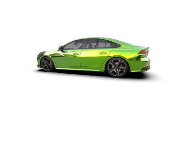 Modern araba beyaz arka planda izole edilmiş. 3d resimleme