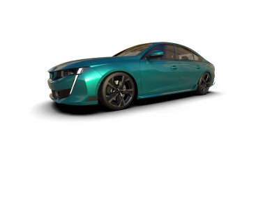 Modern araba beyaz arka planda izole edilmiş. 3d resimleme