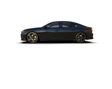 Modern araba beyaz arka planda izole edilmiş. 3d resimleme