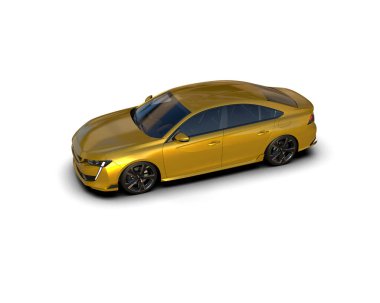 Modern araba beyaz arka planda izole edilmiş. 3d resimleme