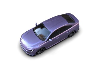 Modern araba beyaz arka planda izole edilmiş. 3d resimleme