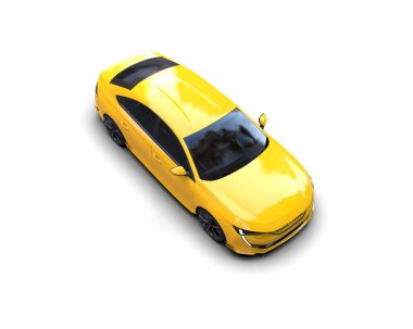 Modern araba beyaz arka planda izole edilmiş. 3d resimleme