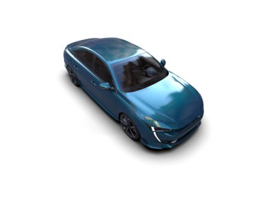 Modern araba beyaz arka planda izole edilmiş. 3d resimleme