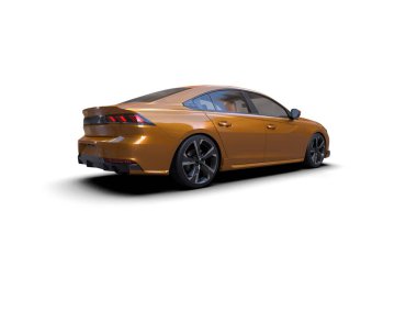 Modern araba beyaz arka planda izole edilmiş. 3d resimleme