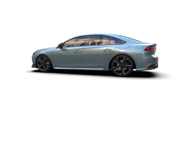 Modern araba beyaz arka planda izole edilmiş. 3d resimleme