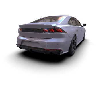 Modern araba beyaz arka planda izole edilmiş. 3d resimleme