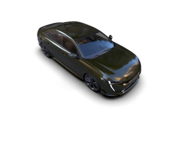 Modern araba beyaz arka planda izole edilmiş. 3d resimleme