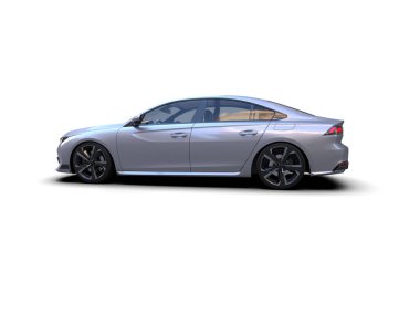 Modern araba beyaz arka planda izole edilmiş. 3d resimleme