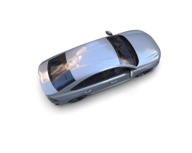 Modern araba beyaz arka planda izole edilmiş. 3d resimleme