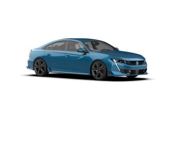 Modern araba beyaz arka planda izole edilmiş. 3d resimleme