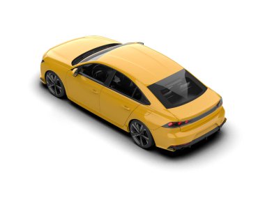 Modern araba beyaz arka planda izole edilmiş. 3d resimleme