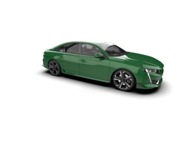 Modern araba beyaz arka planda izole edilmiş. 3d resimleme