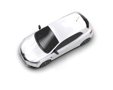 Modern araba beyaz arka planda izole edilmiş. 3d resimleme