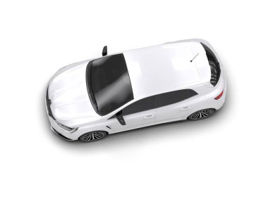 Modern araba beyaz arka planda izole edilmiş. 3d resimleme