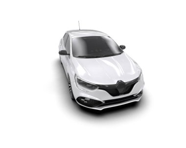 Modern araba beyaz arka planda izole edilmiş. 3d resimleme