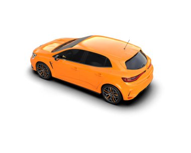 Modern araba beyaz arka planda izole edilmiş. 3d resimleme