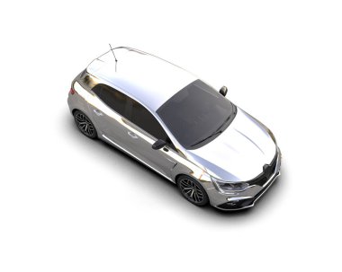 Modern araba beyaz arka planda izole edilmiş. 3d resimleme