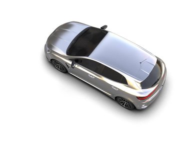 Modern araba beyaz arka planda izole edilmiş. 3d resimleme