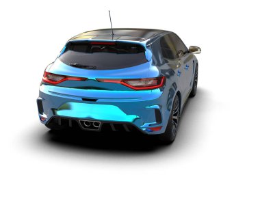 Modern araba beyaz arka planda izole edilmiş. 3d resimleme