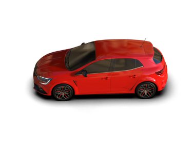 Modern araba beyaz arka planda izole edilmiş. 3d resimleme