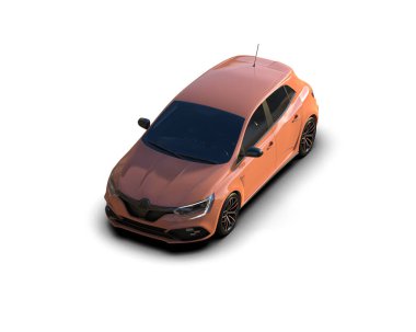 Modern araba beyaz arka planda izole edilmiş. 3d resimleme
