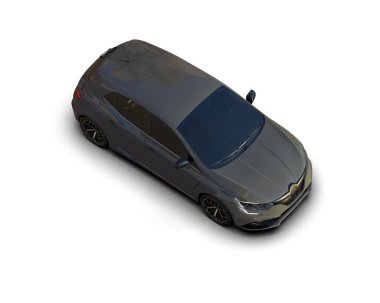 Modern araba beyaz arka planda izole edilmiş. 3d resimleme