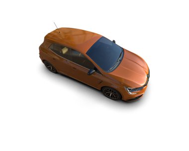 Modern araba beyaz arka planda izole edilmiş. 3d resimleme