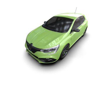 Modern araba beyaz arka planda izole edilmiş. 3d resimleme